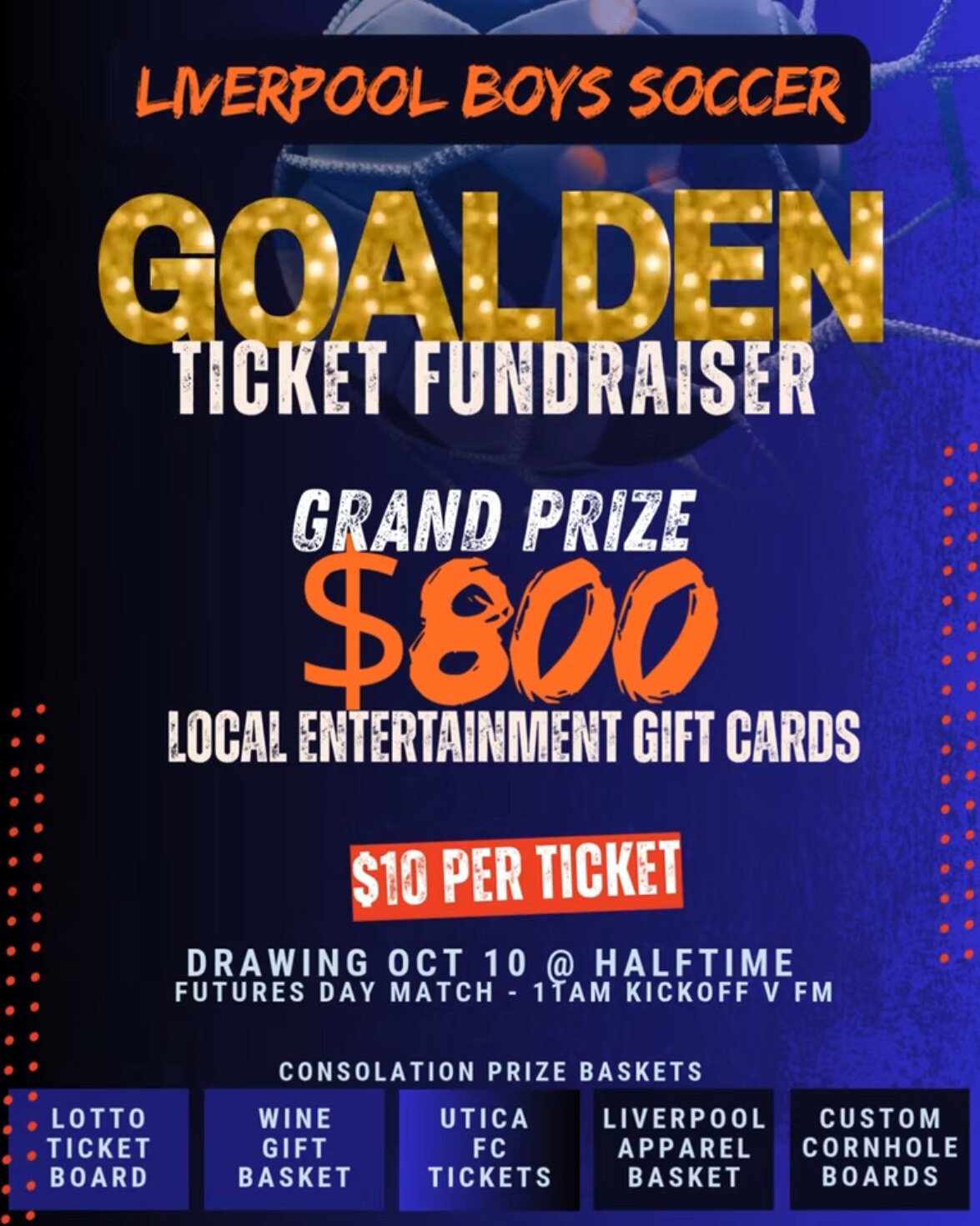 Goalden Ticket Fundraiser flyer